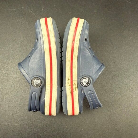 Crocs Kids Clogs Size 8 Navy Blue and Red Sneakers Shoes Slip On Casual - Picture 5 of 9